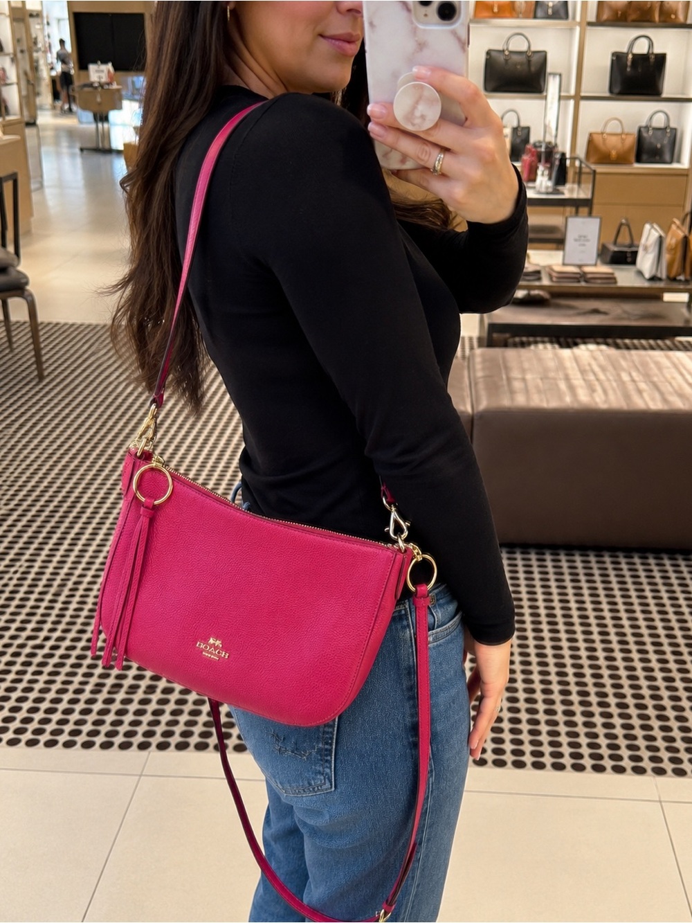 Coach Bright Pink Pebbled Leather Shoulder & Crossbody Bag - Picture 11 of 11